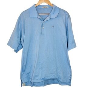 Vintage Peter Millar Mens Double Mercerized Cotton Polo Size XL Blue Custom Logo